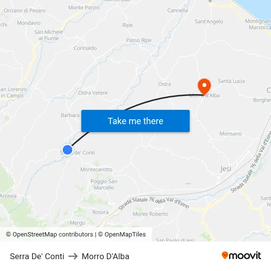 Serra de' Conti to Morro D'Alba map