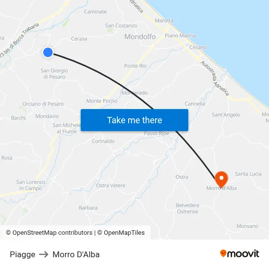 Piagge to Morro D'Alba map