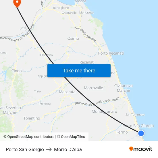 Porto San Giorgio to Morro D'Alba map