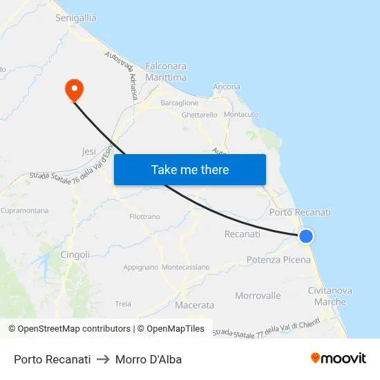 Porto Recanati to Morro D'Alba map