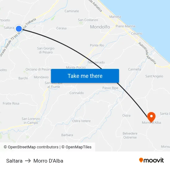 Saltara to Morro D'Alba map