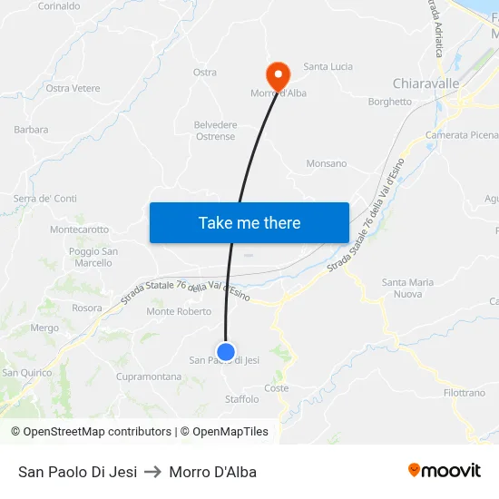 San Paolo di Jesi to Morro D'Alba map