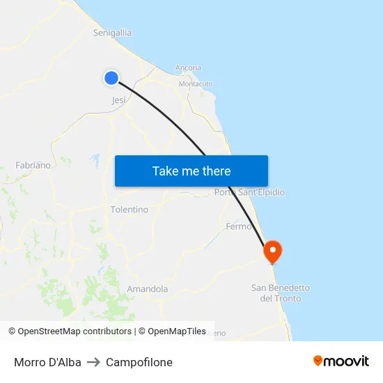 Morro D'Alba to Campofilone map