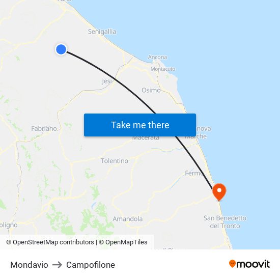 Mondavio to Campofilone map