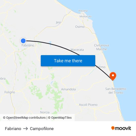Fabriano to Campofilone map