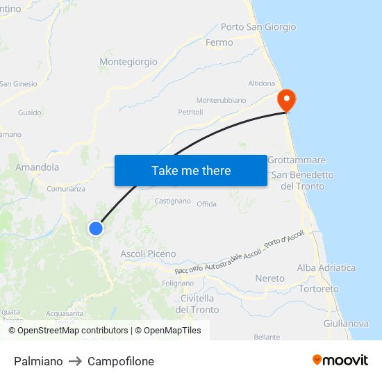 Palmiano to Campofilone map
