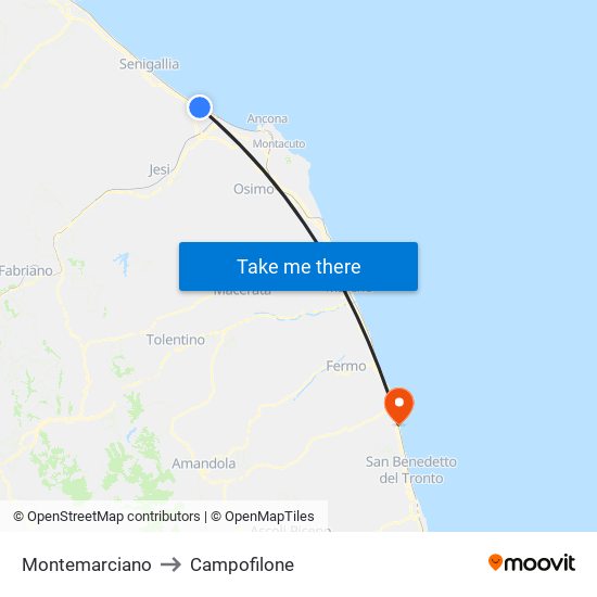 Montemarciano to Campofilone map