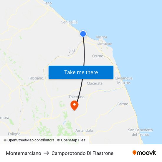 Montemarciano to Camporotondo Di Fiastrone map