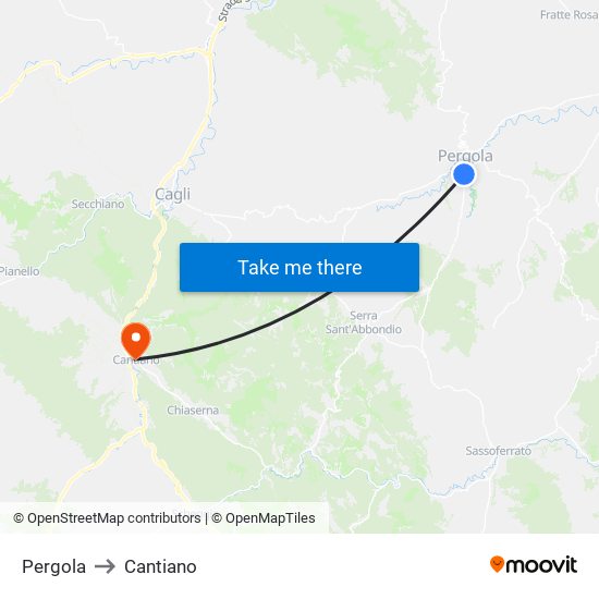 Pergola to Cantiano map