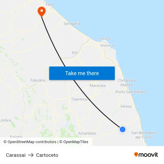 Carassai to Cartoceto map