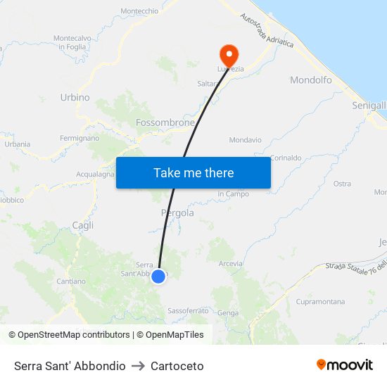 Serra Sant' Abbondio to Cartoceto map