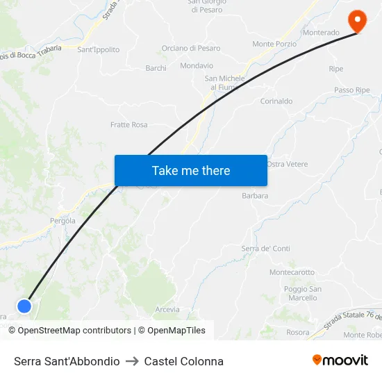 Serra Sant'Abbondio to Castel Colonna map