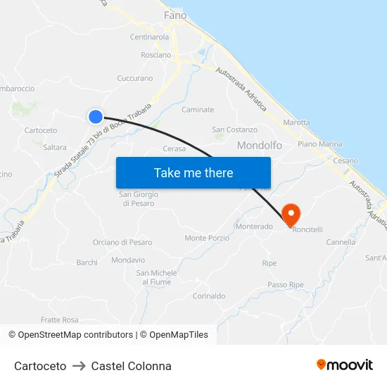 Cartoceto to Castel Colonna map
