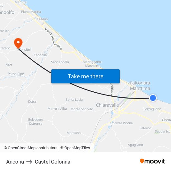 Ancona to Castel Colonna map