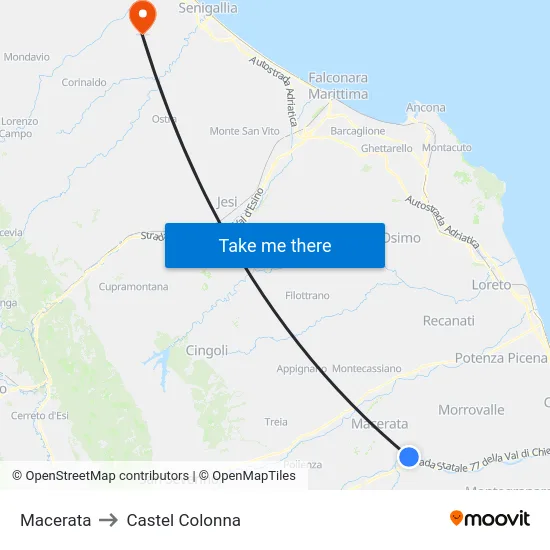 Macerata to Castel Colonna map