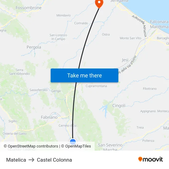 Matelica to Castel Colonna map