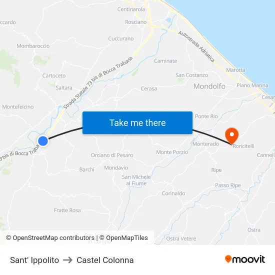 Sant' Ippolito to Castel Colonna map