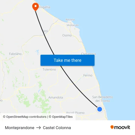 Monteprandone to Castel Colonna map