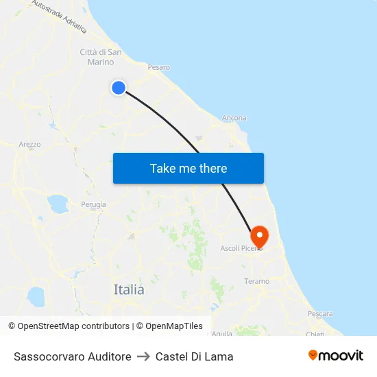 Sassocorvaro Auditore to Castel Di Lama map