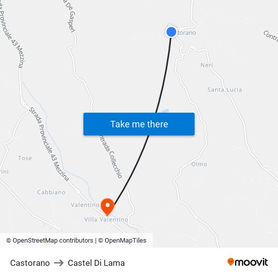 Castorano to Castel Di Lama map