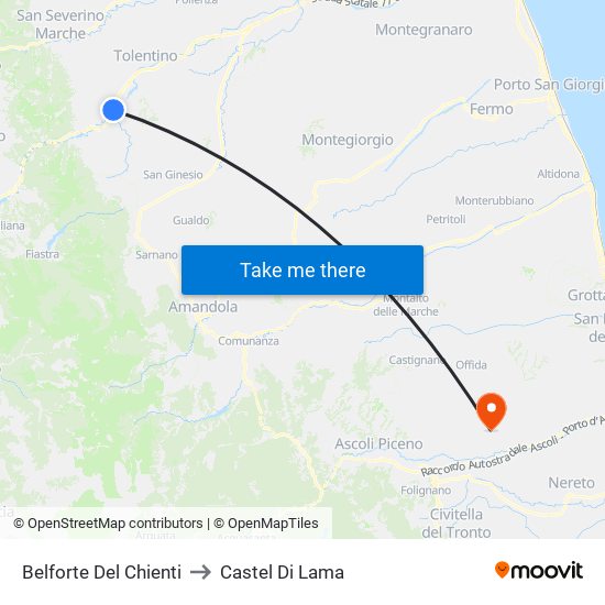 Belforte Del Chienti to Castel Di Lama map
