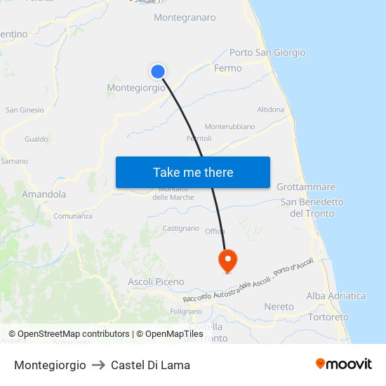 Montegiorgio to Castel Di Lama map