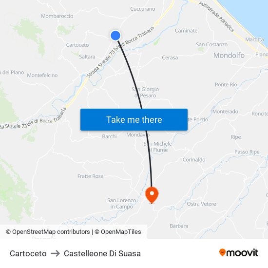 Cartoceto to Castelleone Di Suasa map