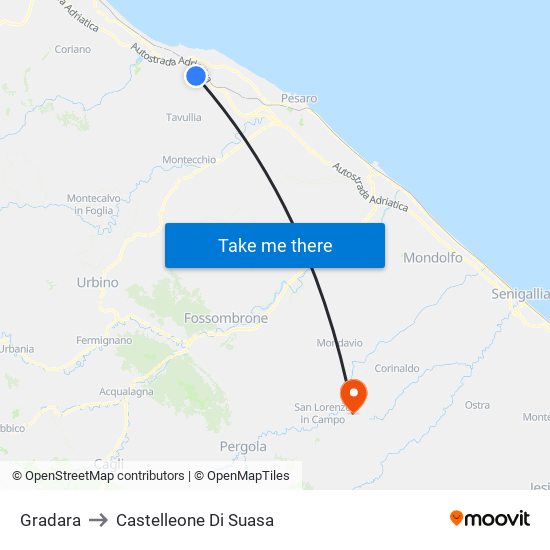 Gradara to Castelleone Di Suasa map