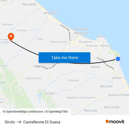 Sirolo to Castelleone Di Suasa map