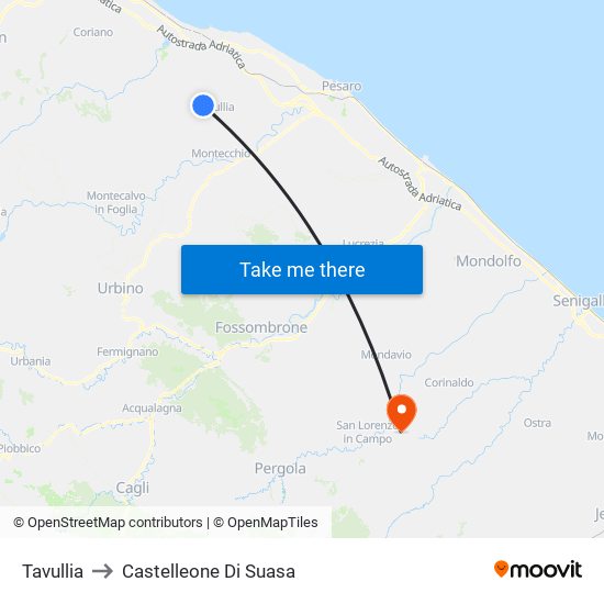 Tavullia to Castelleone Di Suasa map
