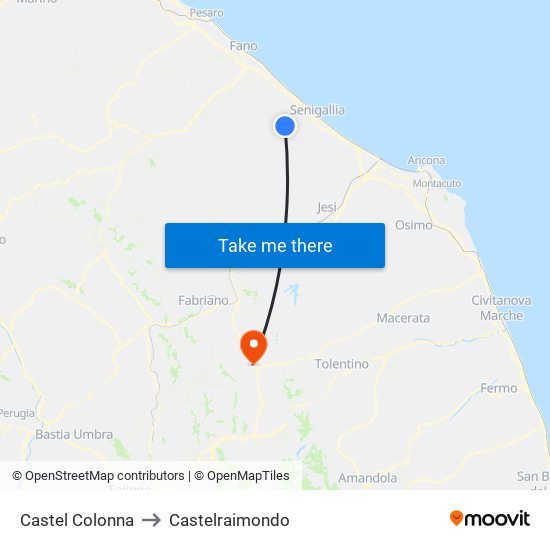 Castel Colonna to Castelraimondo map