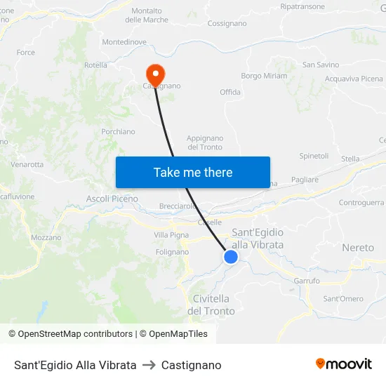 Sant'Egidio Alla Vibrata to Castignano map