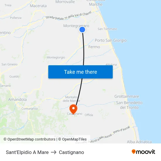 Sant'Elpidio a Mare to Castignano map