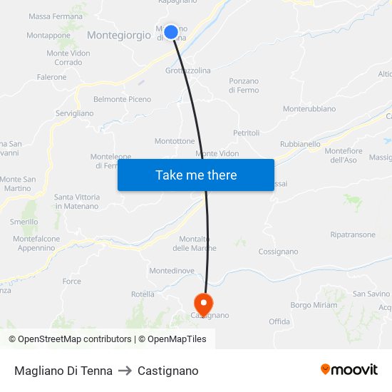 Magliano Di Tenna to Castignano map