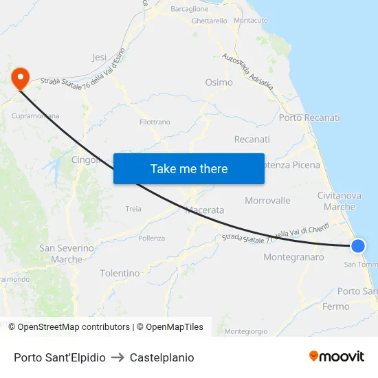 Porto Sant'Elpidio to Castelplanio map