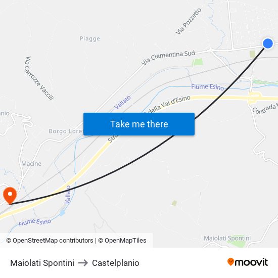 Maiolati Spontini to Castelplanio map