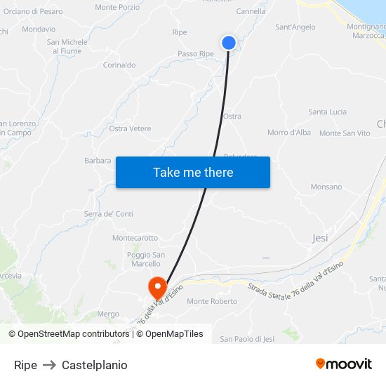 Ripe to Castelplanio map