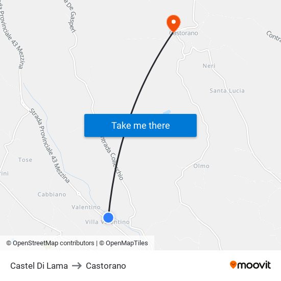 Castel Di Lama to Castorano map