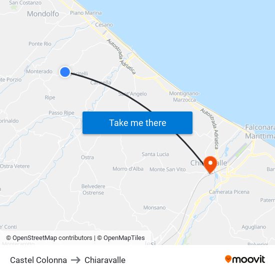 Castel Colonna to Chiaravalle map