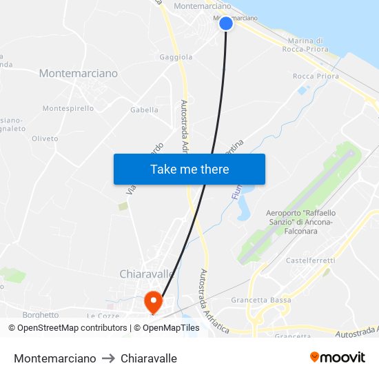 Montemarciano to Chiaravalle map