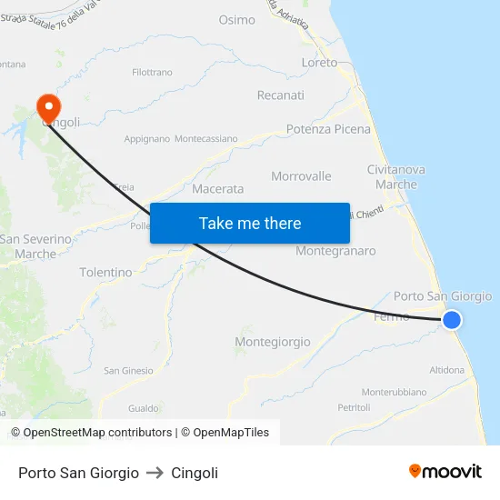 Porto San Giorgio to Cingoli map