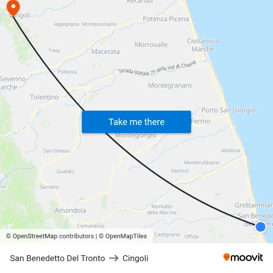 San Benedetto Del Tronto to Cingoli map