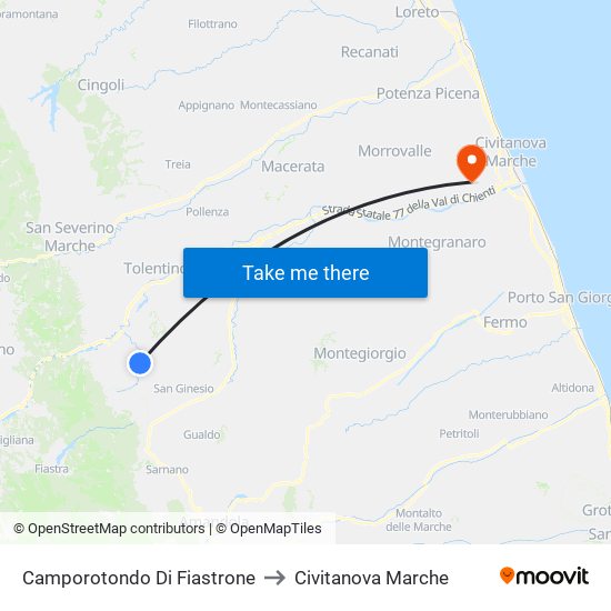 Camporotondo Di Fiastrone to Civitanova Marche map