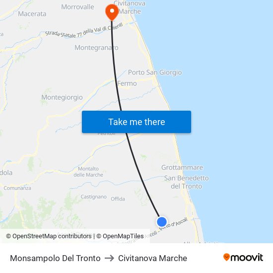 Monsampolo Del Tronto to Civitanova Marche map