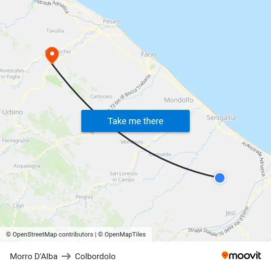 Morro D'Alba to Colbordolo map