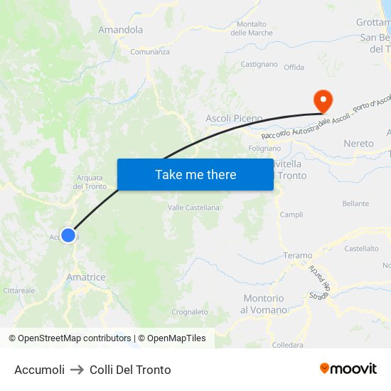 Accumoli to Colli Del Tronto map