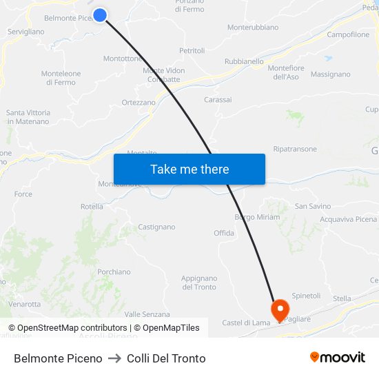 Belmonte Piceno to Colli Del Tronto map