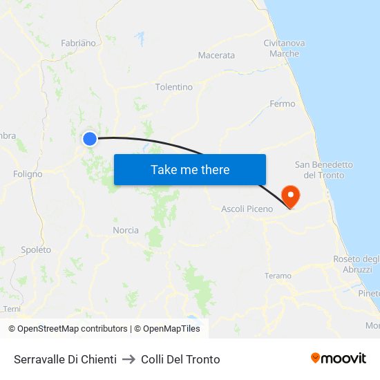 Serravalle Di Chienti to Colli Del Tronto map