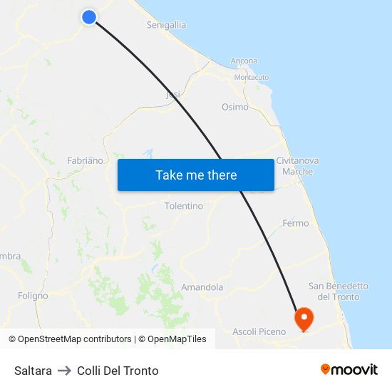 Saltara to Colli Del Tronto map