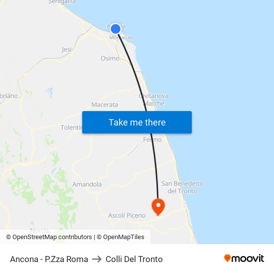 Ancona - P.Zza Roma to Colli Del Tronto map